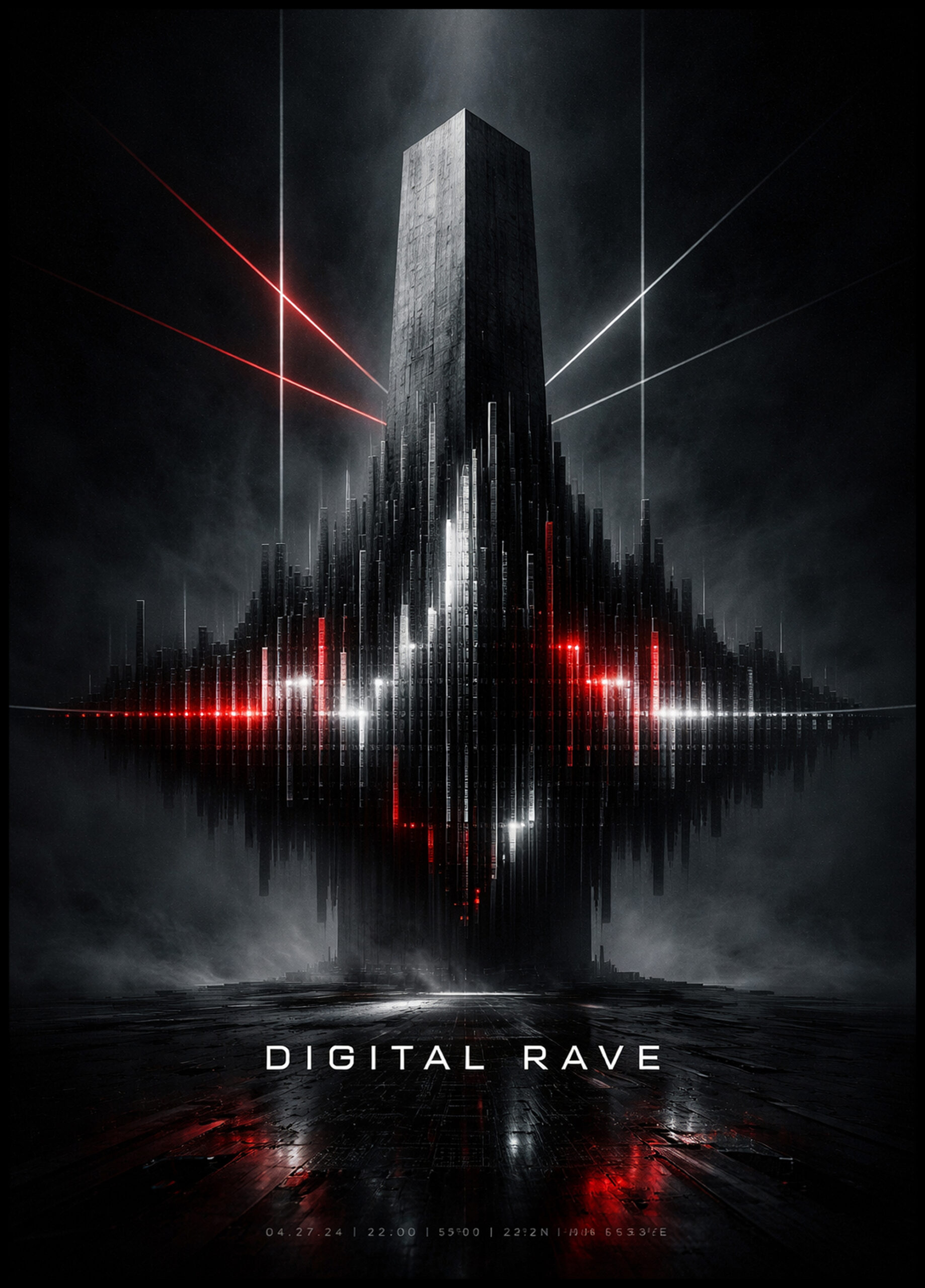 Digital Rave — Techno Signal Poster